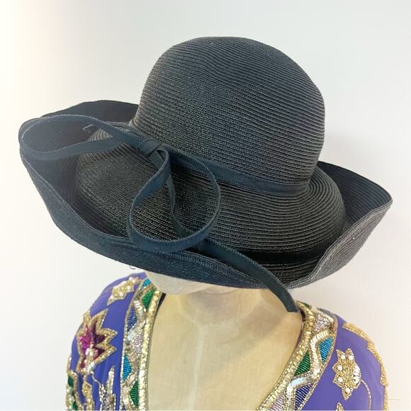 ERIC JAVITS Black Double Brim Straw Hat Packable Water Repellent main image 6